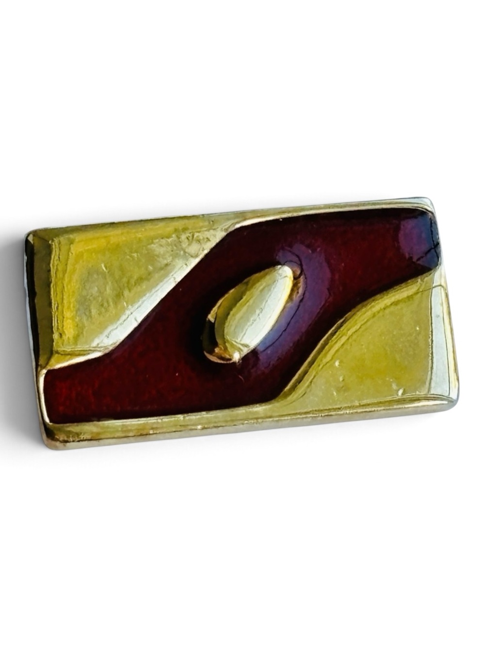 Bergere Signed Vintage Modernist Enamel Gold Tone Brooch 1950s 60s 1.25”